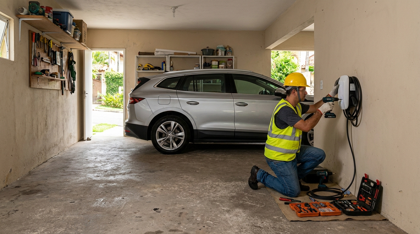Instalacao de carregador de carro eletrico residencial em Betim‑MG